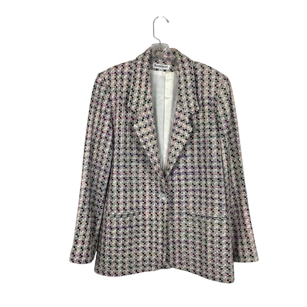 VINTAGE RAVENSPORT Boucle Blazer-Pastels w/ White & Black-Women’s Size 10